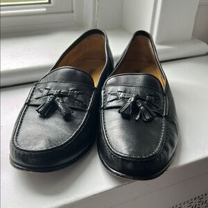 Magnanni Black Leather Tassel Loafers